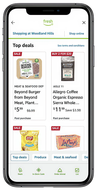 Amazon Fresh In-Store App Mode final screens